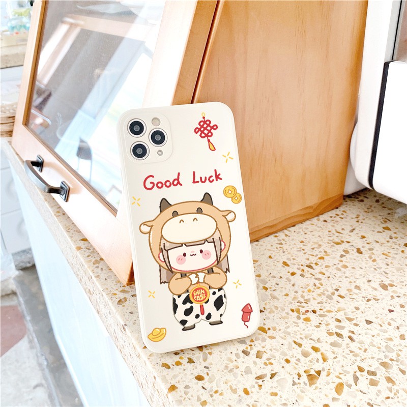 Ốp lưng iphone Bé Bò Cute cạnh vuông 5/5s/6/6plus/6s/6splus/7/7plus/8/8plus/x/xs/11/12/pro/max/plus/promax