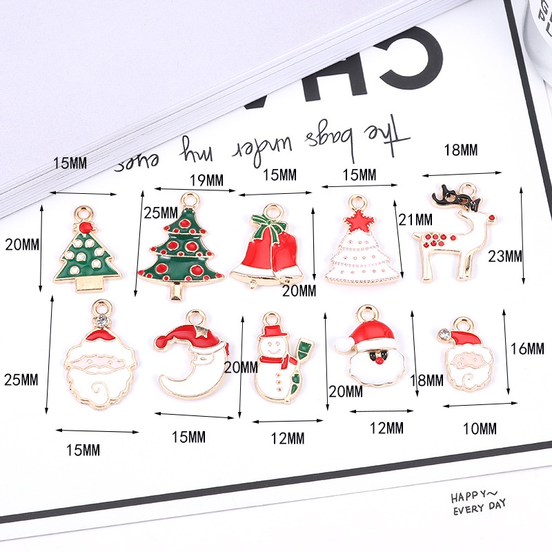 Bộ 30 Mặt Dây Chuyền Hợp Kim Tráng Men Hình Ông Già Noel / Mặt Trăng / Bông Tuyết / Tuần Lộc / Vò