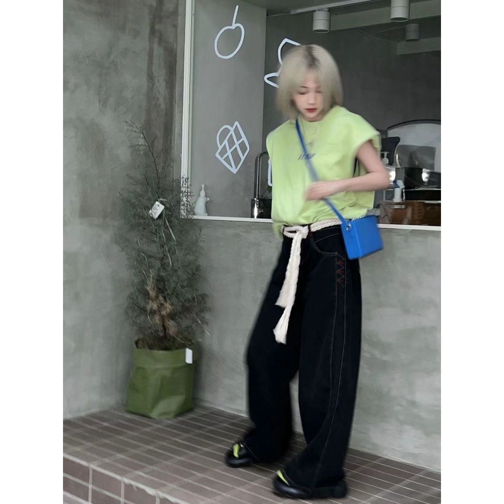 ✾♧Áo Thun Nữ Không Tay Thêu Chữ Thời Trang Năng Động