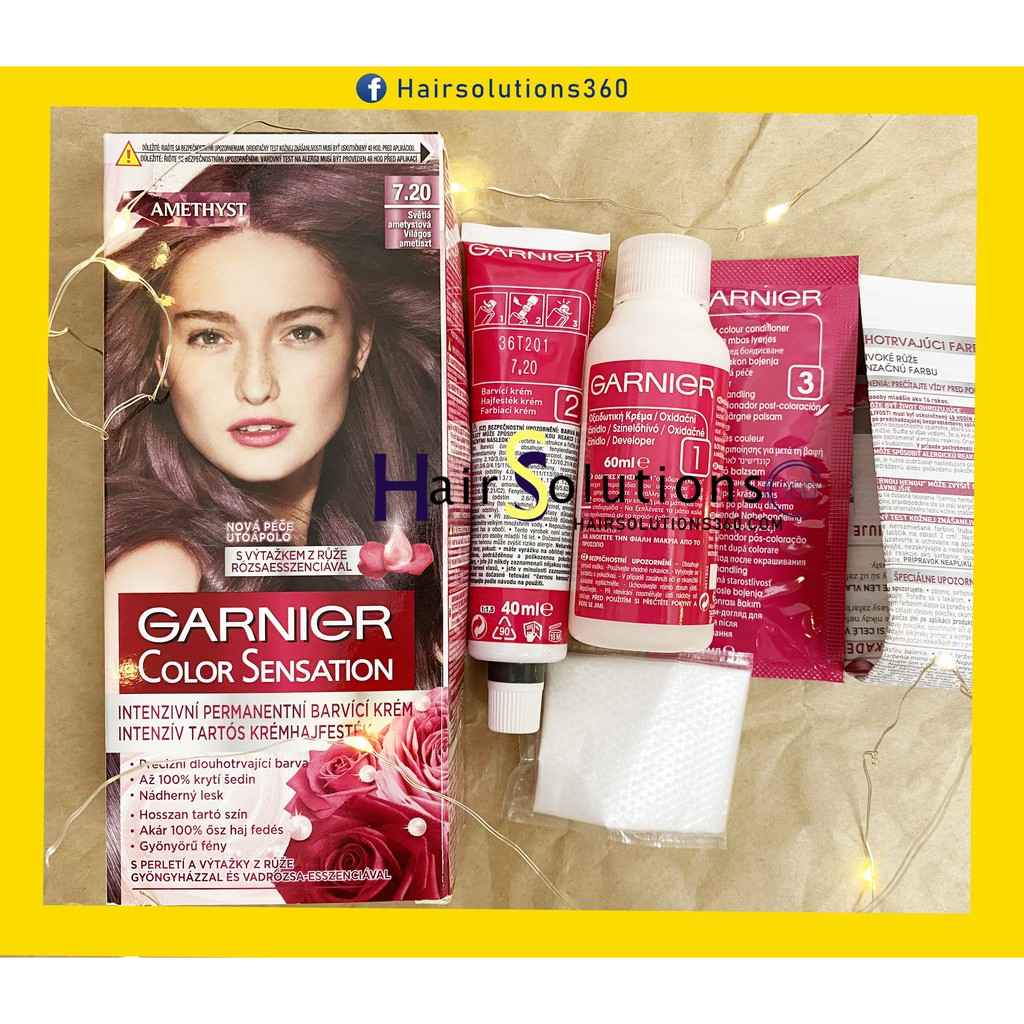 Thuốc nhuộm tóc màu tím hồng khói thạch anh Garnier 7.2 - Hairsolutions360