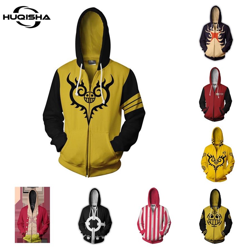 Áo hoodie HUQISHA in hình One Piece Luffy cho nam