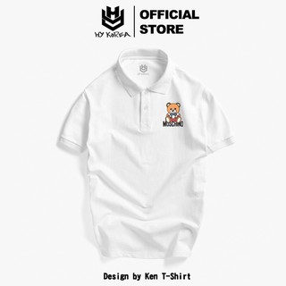 Áo thun polo nam nữ vải cá sấu 4 chiều in hình logo gấu