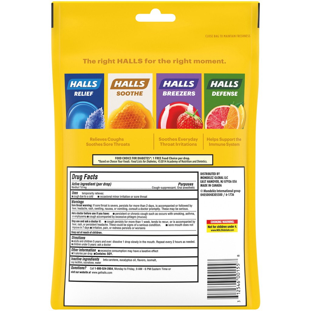 Kẹo ngâm ho Halls vị bạc hà 70 viên