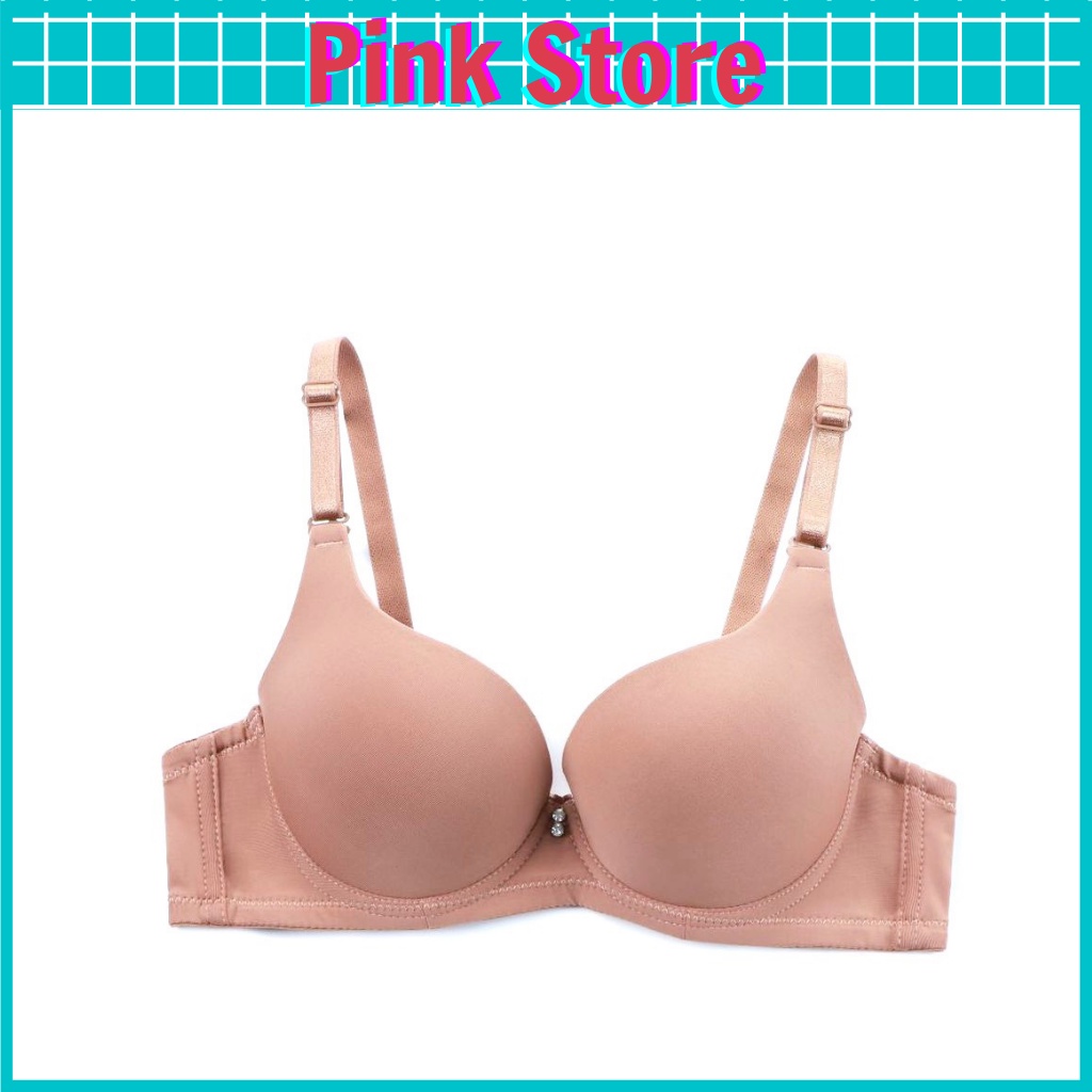 Áo Lót Nữ Có Gọng Nâng Ngực Trơn Đệm Dày Đẩy Ngực Tạo Khe Mềm Mại PINK STORE 8819