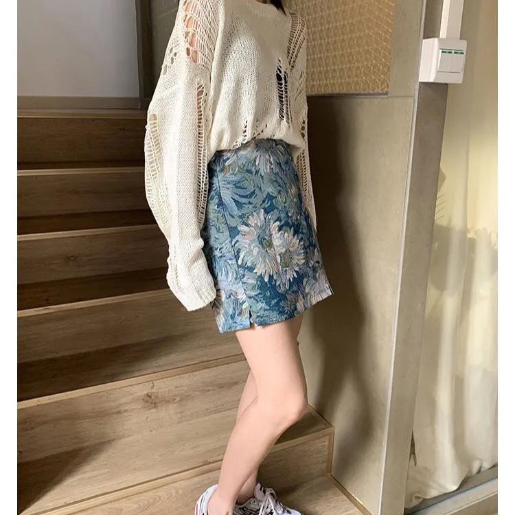 Áo sweater mặc chui đầu phong cách Hàn Quốc thiết kế rỗng thời trang mùa hè tay dài dệt kim mỏng dành cho nữ