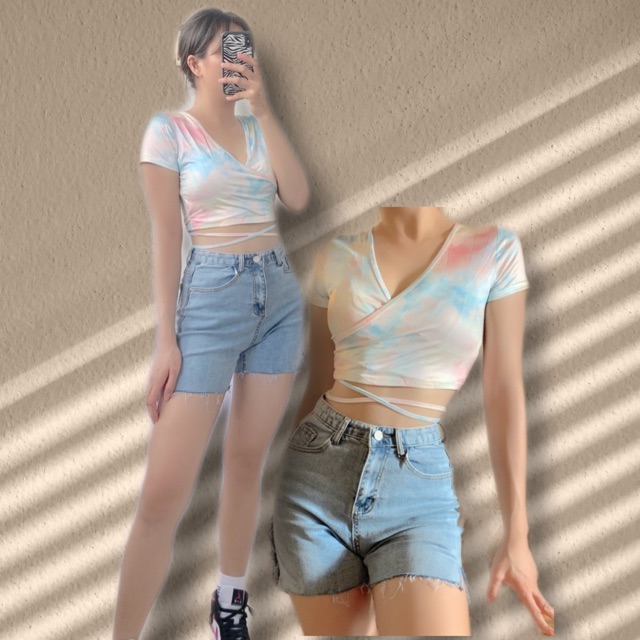 Áo Tiedye dây thắt eo
