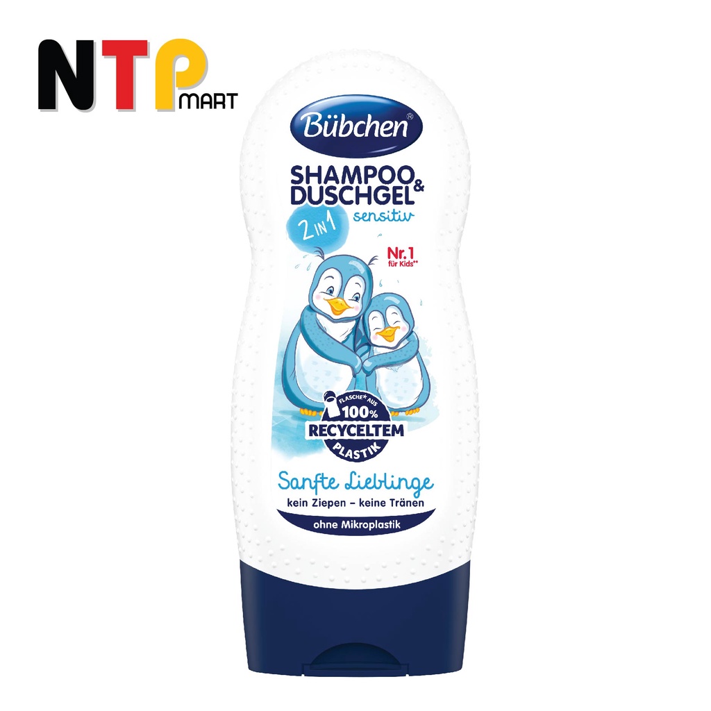 Sữa Tắm Gội Bubchen Shampoo Duschgel 2in1 Sanfte Lieblinge cho trẻ em Da Nhạy Cảm chai 230ml nhập khẩu Đức