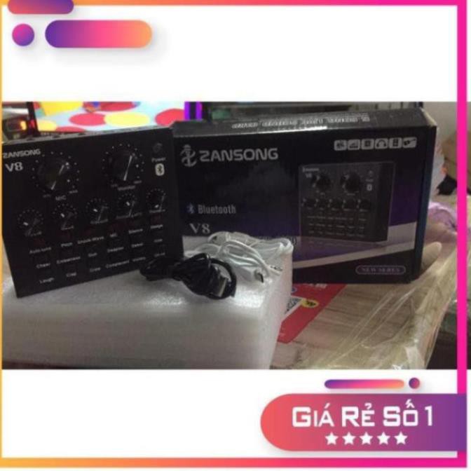 Sound card Zansong v8 livestream karaoke thu âm online,có bluetooth không cần cắm dây lấy nhạc-dc3536