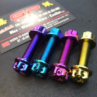 Ốc + tán treo pô Titan Gr5 mẫu salaya chấm bi gắn xe Sonic , Raider , Winner , Ex 150 , Ex 11 , Wave , Dream 8li40