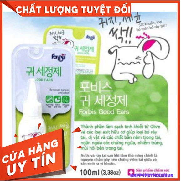 Forcans Eargood - dung dịch vệ sinh tai hằng ngày chuyên dành cho thú cưng chó mèo 80ml