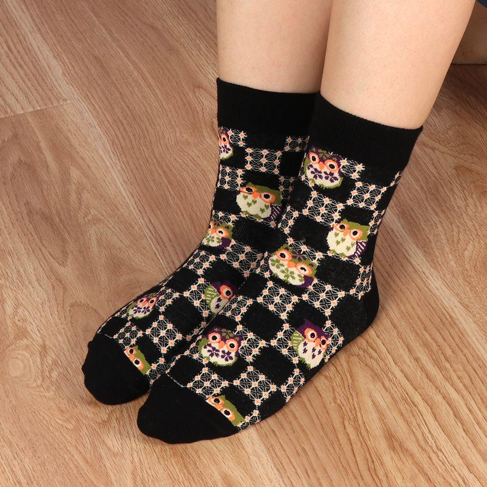 Vớ Cotton Họa Tiết Cú Mèo Vui Nhộn Unisex