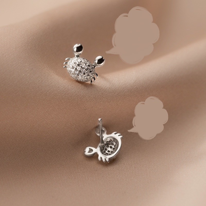 Bông tai bạc H.A.S hình con cua đính đá - HBT16