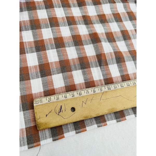 Vải linen gân carô màu vintage