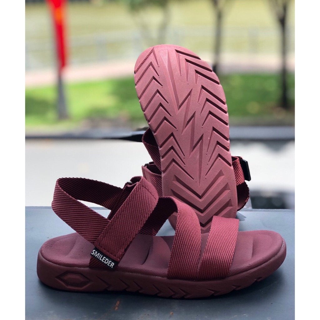 Giày sandal nữ SMILEDER hồng mận đi học, đi làm [freeship]