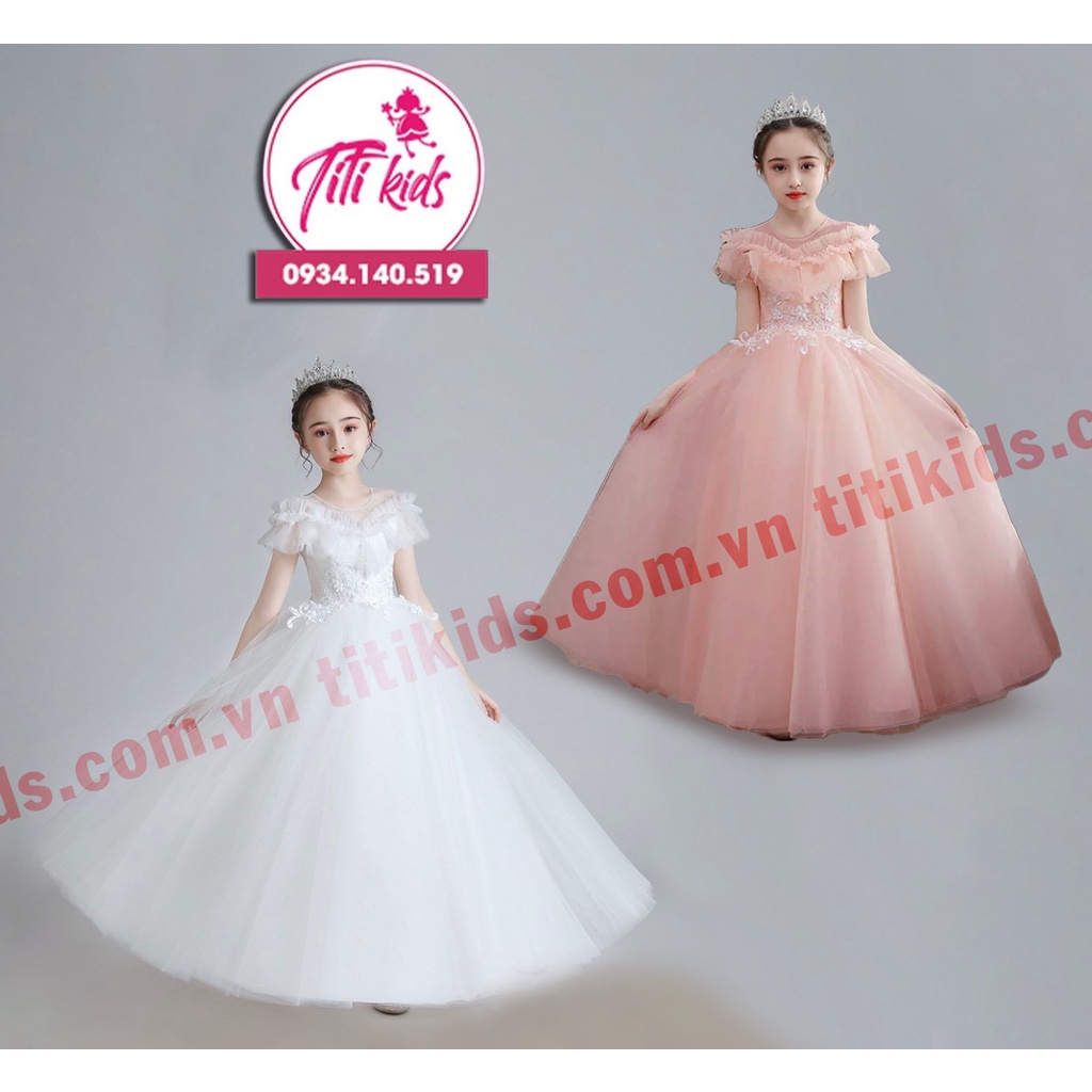 Đầm Công Chúa Bé Gái TiTiKids Đầm Xếp Ly Cổ Không Tay CC159