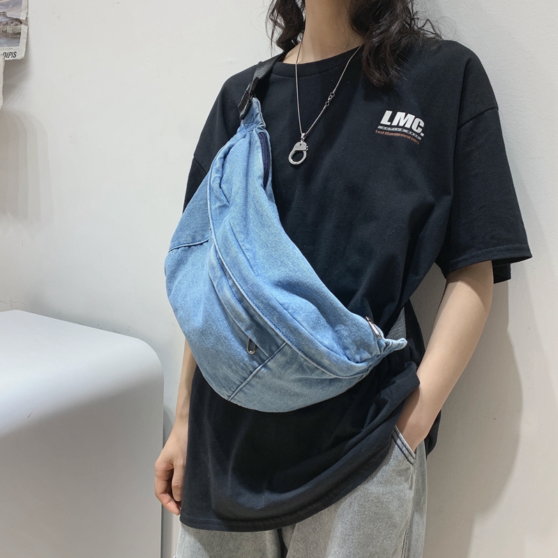 Túi vải jeans đeo chéo nhiều ngăn nam nữ LAJEEN6247 by Ecobabo