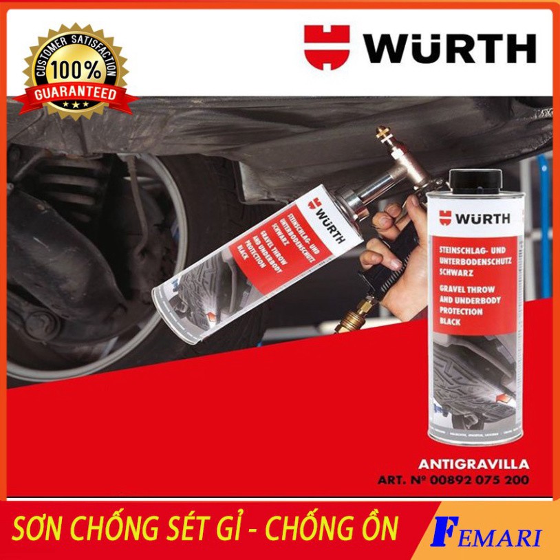 Bộ 24 Chai Sơn phủ gầm Ô TÔ Cao Su Non WURTH 1000 ml - Sơn chống xét gỉ - Sơn Chống ồn cho xe FEMARI