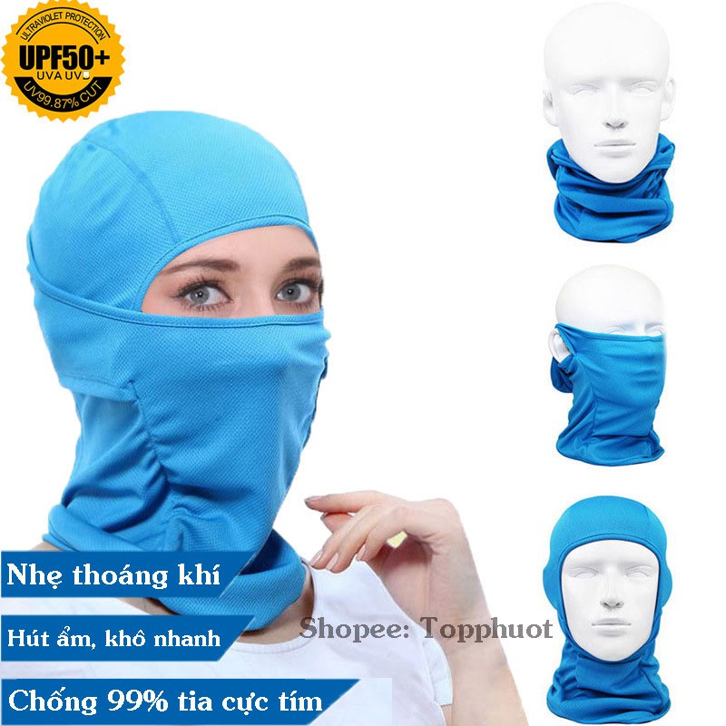 Khăn Trùm Đầu Ninja X1 Chống Nắng Đội Nón Fullface Đi Phượt Cao Cấp 3 in 1