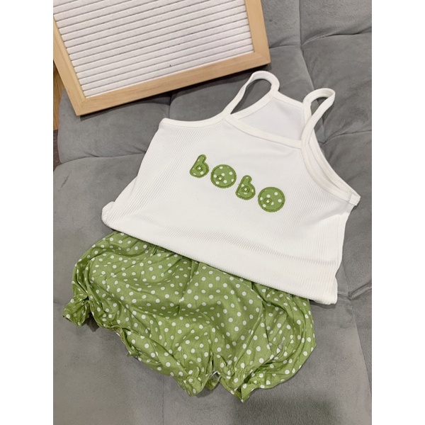 SETG15 Bộ Bé Gái Áo Thun Tăm Quần Bo Chun Chấm Bi Cho Bé 6kg Đến 16kg