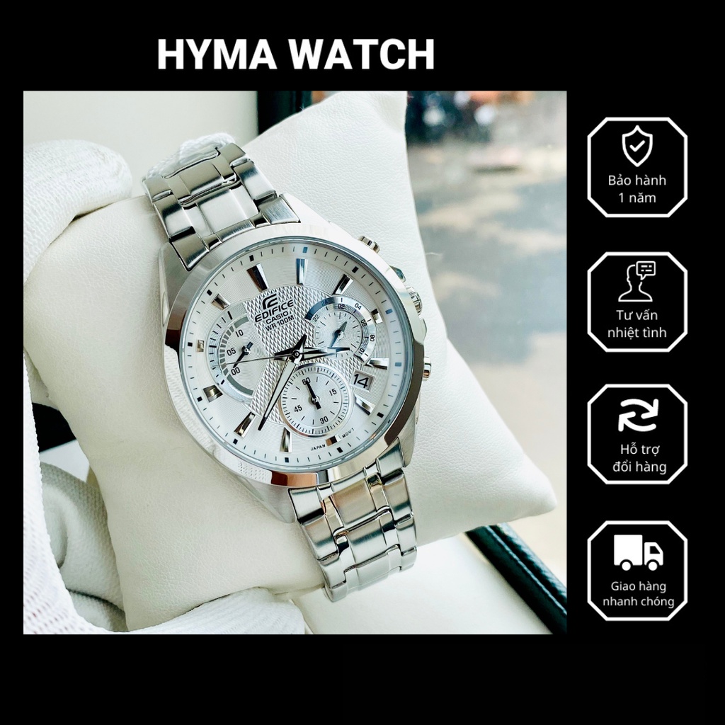Đồng hồ nam đẹp dây thép mặt trắng Casio Edifice EFV 580D-7AV Bảo hành 1 năm Hyma watch