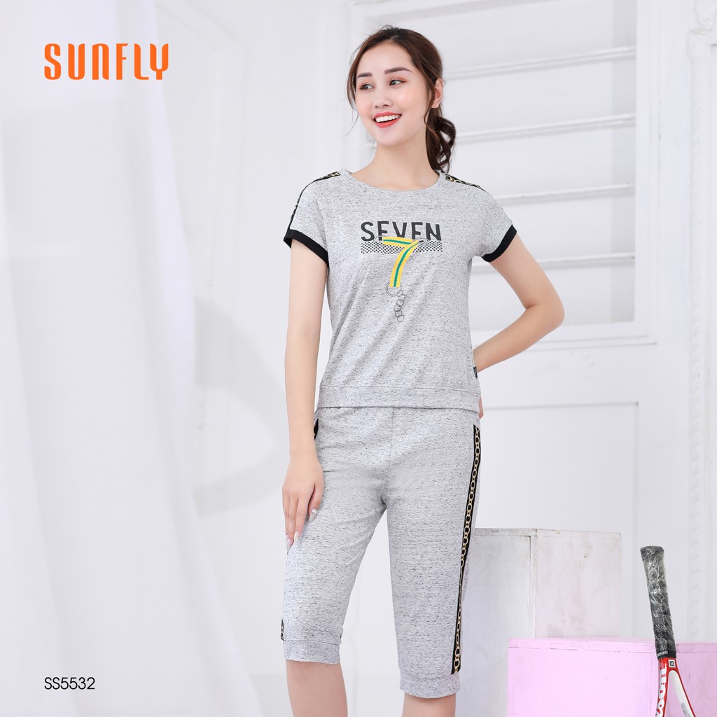 [Mã WABRMH55 giảm 12% đơn 250K] Đồ bộ thể thao cotton áo cộc quần ngố SUNFLY SS5532