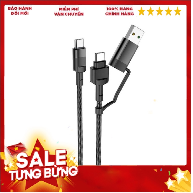 Cáp sạc nhanh cao cấp 100W, truyền tải dữ liệu đa năng 2 trong 1  bảo hành chính hãng