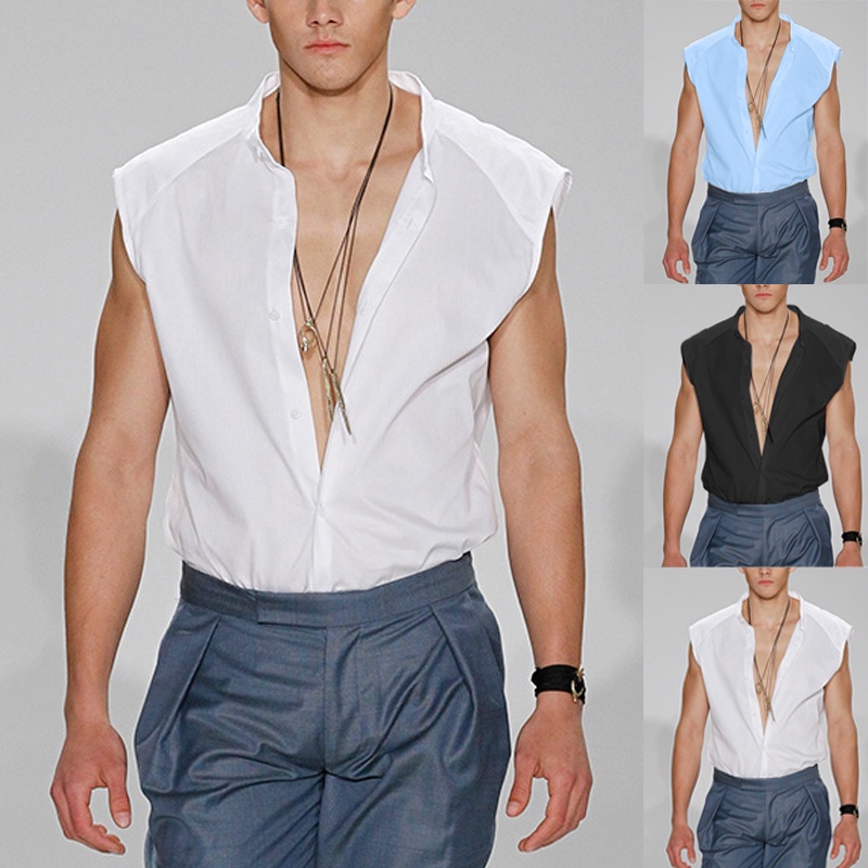 INCERUN Áo Tank Top Sát Nách Màu Sắc Thanh Lịch Cho Nam