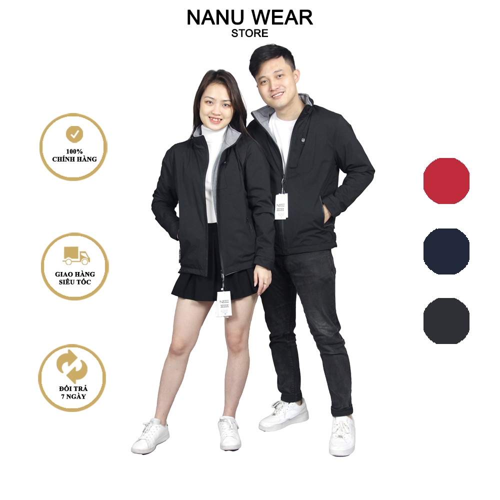 Áo khoác 2 mặt túi hộp NANU WEAR chất liệu gió - nỉ
