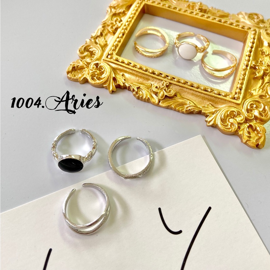 Set nhẫn 3 chiếc nữ đeo tay kim loại kiểu dáng Hàn Quốc-1004.ARIES