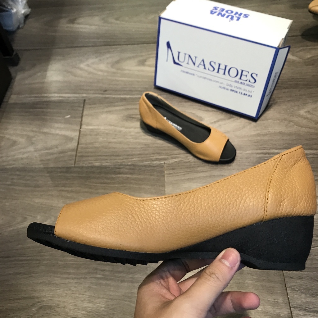 Giày đế xuồng nữ 3p mũi tròn da bò mềm 100% bảo hành 2 năm 1 đổi 1 LUNASHOES 25808 đi êm chân, dễ phối đồ, thời trang