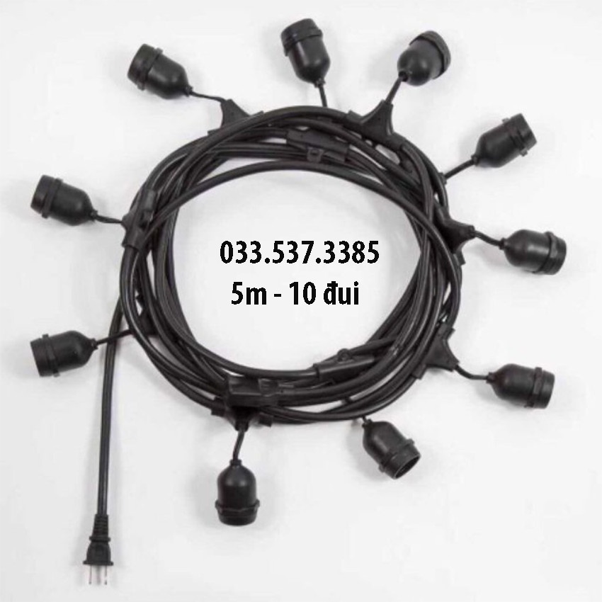 Dây đui đèn ngoài trời chống nước, đui đèn xoáy E27 lõi đồng