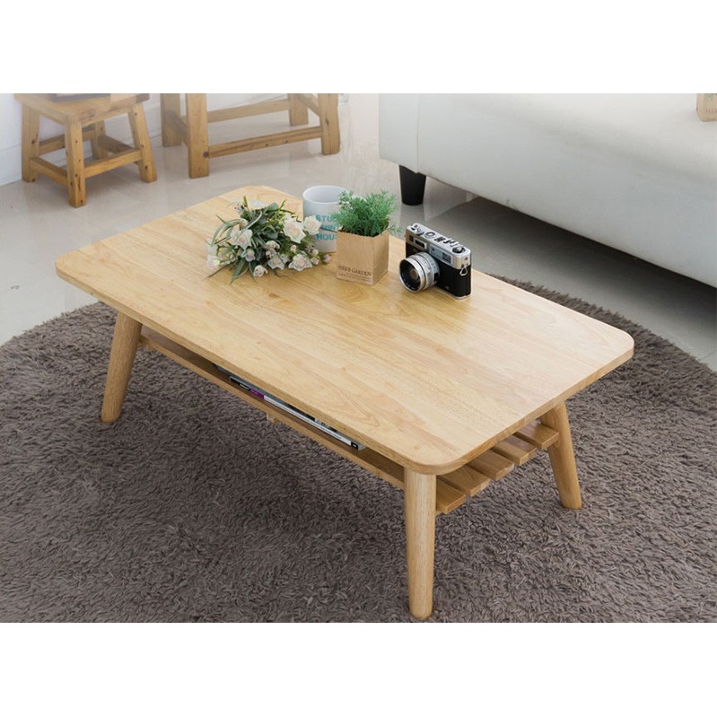 Bàn trà, bàn sofa phòng khách xếp gọn IBIE Chiba có phên gỗ cao su tùy chọn kích thước, màu sắc, chất lượng xuất khẩu
