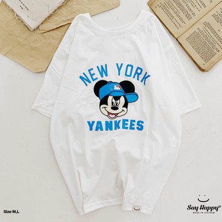 Áo Thun Nam Nữ Unisex Form Rộng Tay Lỡ In Chuột MICKEY NEW YORK Sành Điệu Say Happy