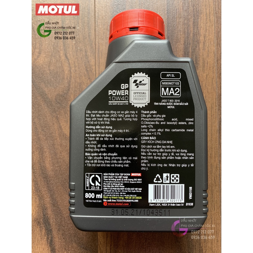Dầu nhớt Motul GP Power 4T 10W-40 cho xe số phổ thông, xe côn tay