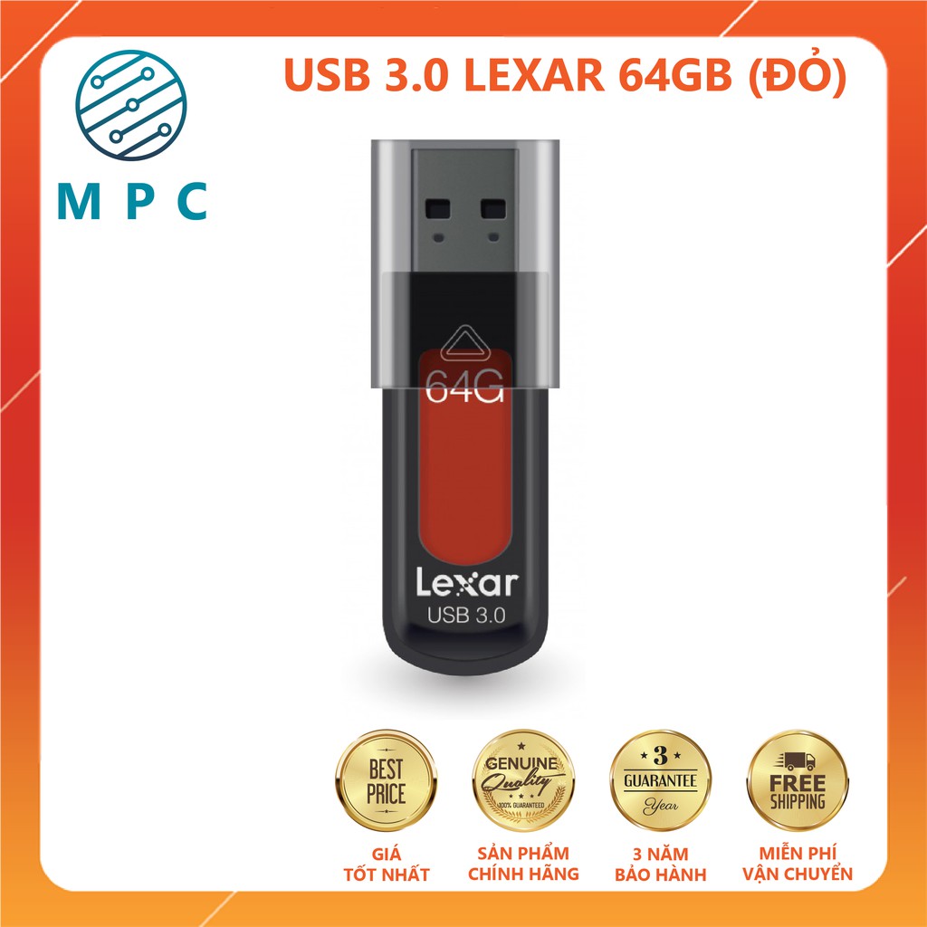 USB 3.0 Lexar JumpDrive S57 32Gb / 64Gb (Đỏ) - Chính hãng Mai Hoàng - Bảo hành 12 tháng