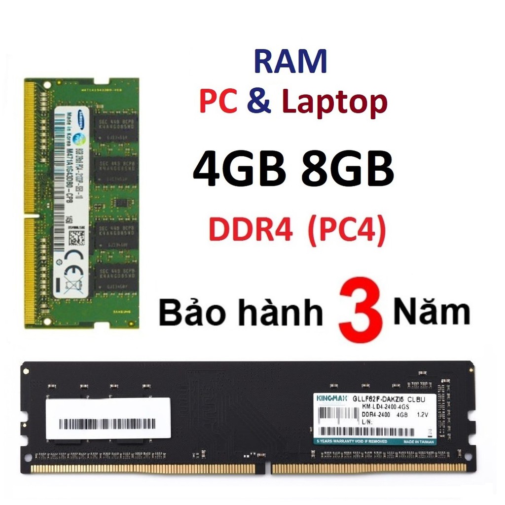 Ram DDR4 4GB DDR4 8GB bus 2400 2133 2866 pc laptop pc4 máy bàn