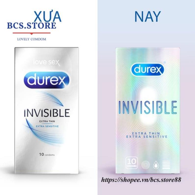 Bao cao su Durex Invisible Extra Thin extra sensitive siêu mỏng siêu mạnh chân thật hương yêu hộp 10c