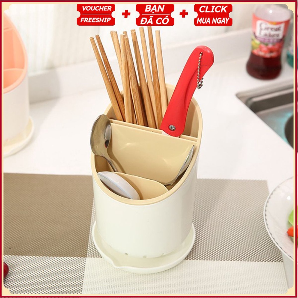 Giá Để Thìa Đũa T7 Decor Nhà Bếp Kiểu Tròn - Có Khay Giữ Nước Khô Ráo