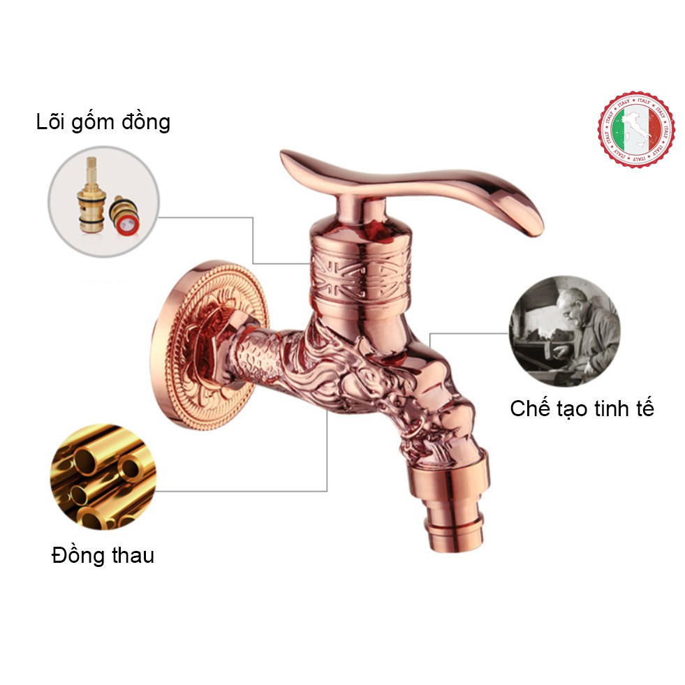 Vòi mini xả lạnh, vòi hồ Tân Cổ Điển Hình Rồng High Quality ITALIA cho Biệt thự nhà giàu