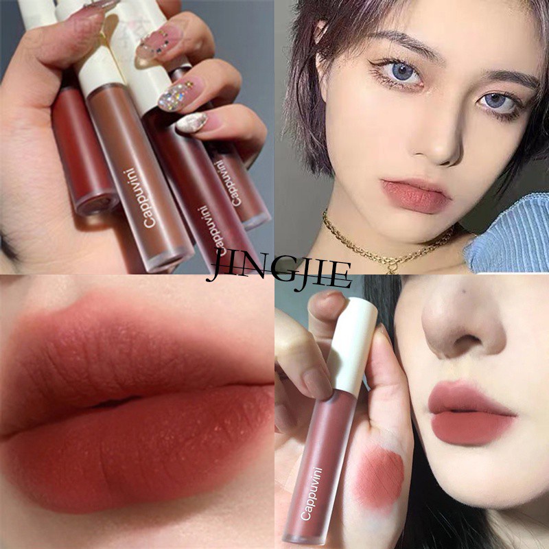 [Hàng mới về] Son môi Cappuvini màu lì mềm mịn như nhung thiết kế nắp màu trắng