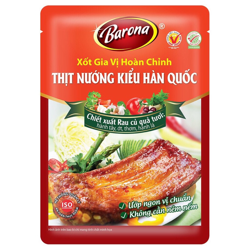 Xốt gia vị hoàn chỉnh Barona - Thịt nướng Hàn Quốc gói 80g