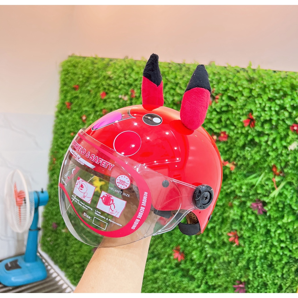 Nón Bảo Hiểm Trẻ Em Pikachu Có Kính, Cho Bé Từ 2 Đến 5 Tuổi - Đạt Chuẩn CR