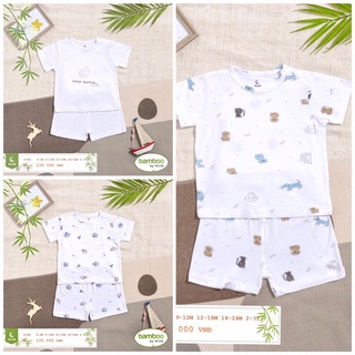 Bộ cộc tay cài vai trẻ em họa tiết sợi tre Moon