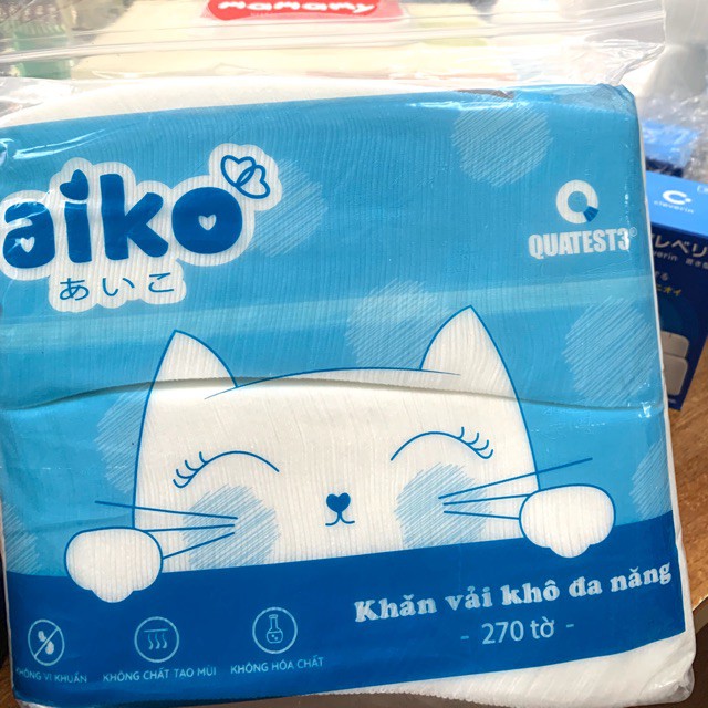 Khăn khô đa năng Aiko  mềm mại, êm ái, thấm hút nhanh, an toàn cho bé - Mami & Babi