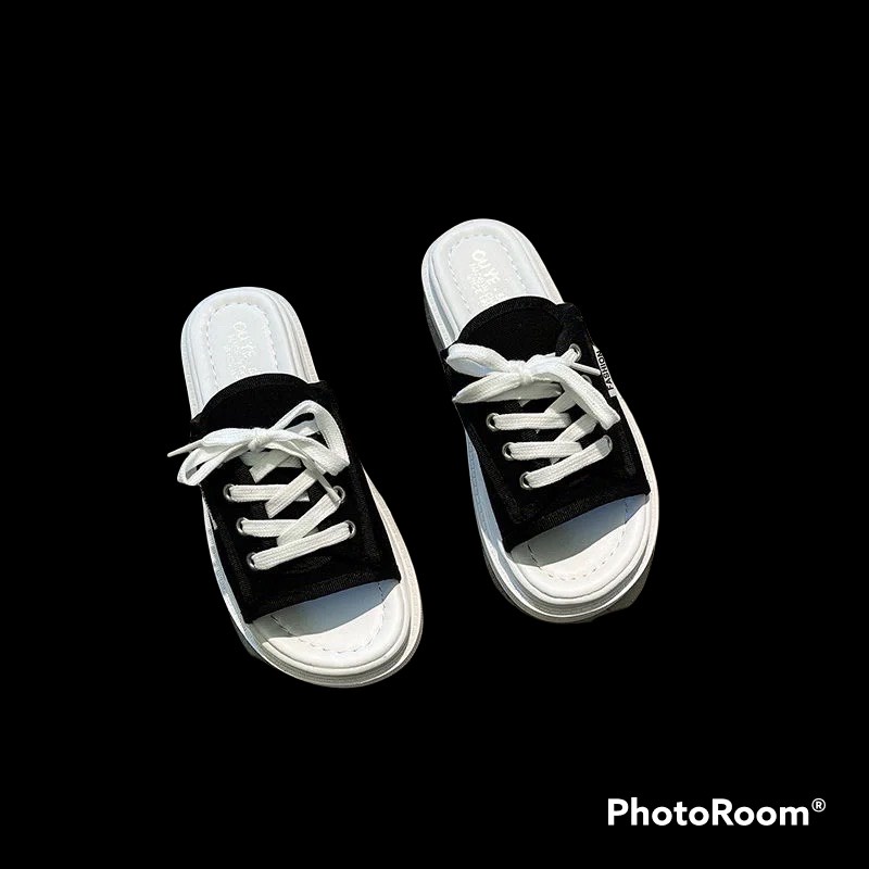 Sẵn: Dép bánh mì buộc dây cá tính phong cách, dép thời trang( đế PU siêu nhẹ 3,5cm)