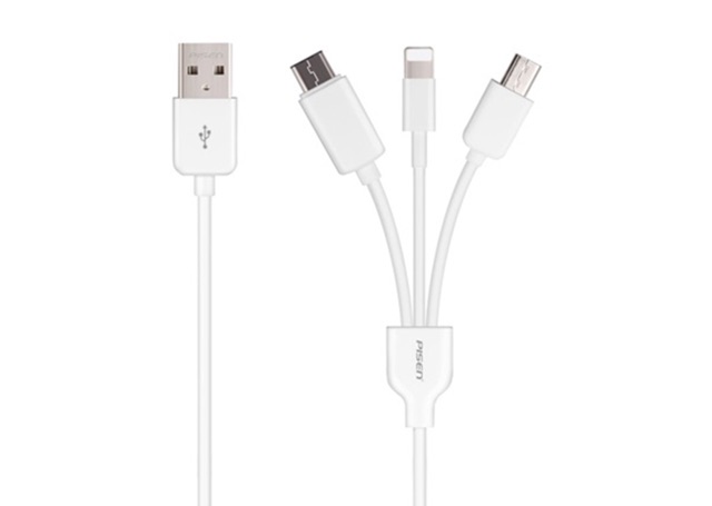 Cáp 3in1 Pisen 60cm (microusb-typec-lightning)