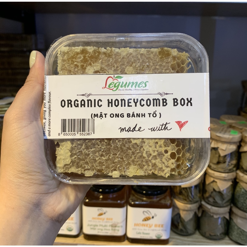 Mật ong bánh tổ nguyên chất, rất tươi được lấy trực tiếp từ tổ ong size lớn 500g - Organic Honeycomb Box 500g