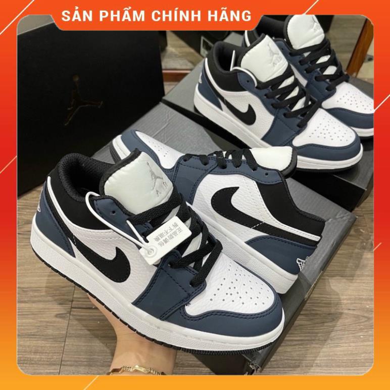 Giày 𝐉𝐨𝐫𝐝𝐚𝐧 1 low Xanh Navy, Giày JD1 low Xanh than Navy cổ thấp bản đẹp đầy đủ bill box