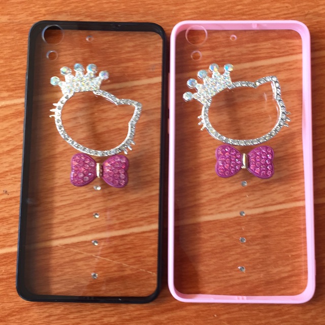 Ốp Huawei Y6 II viền dẻo ốp cứng đính đá Hello Kitty