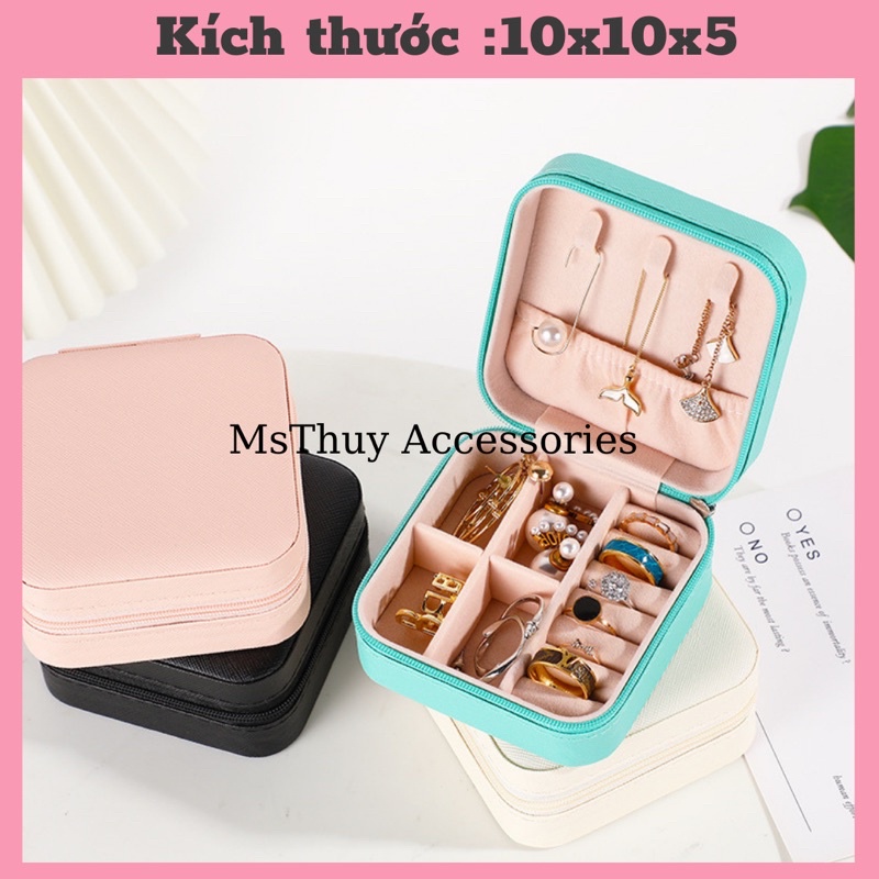 Hộp đựng trang sức vuông bọc da Pu